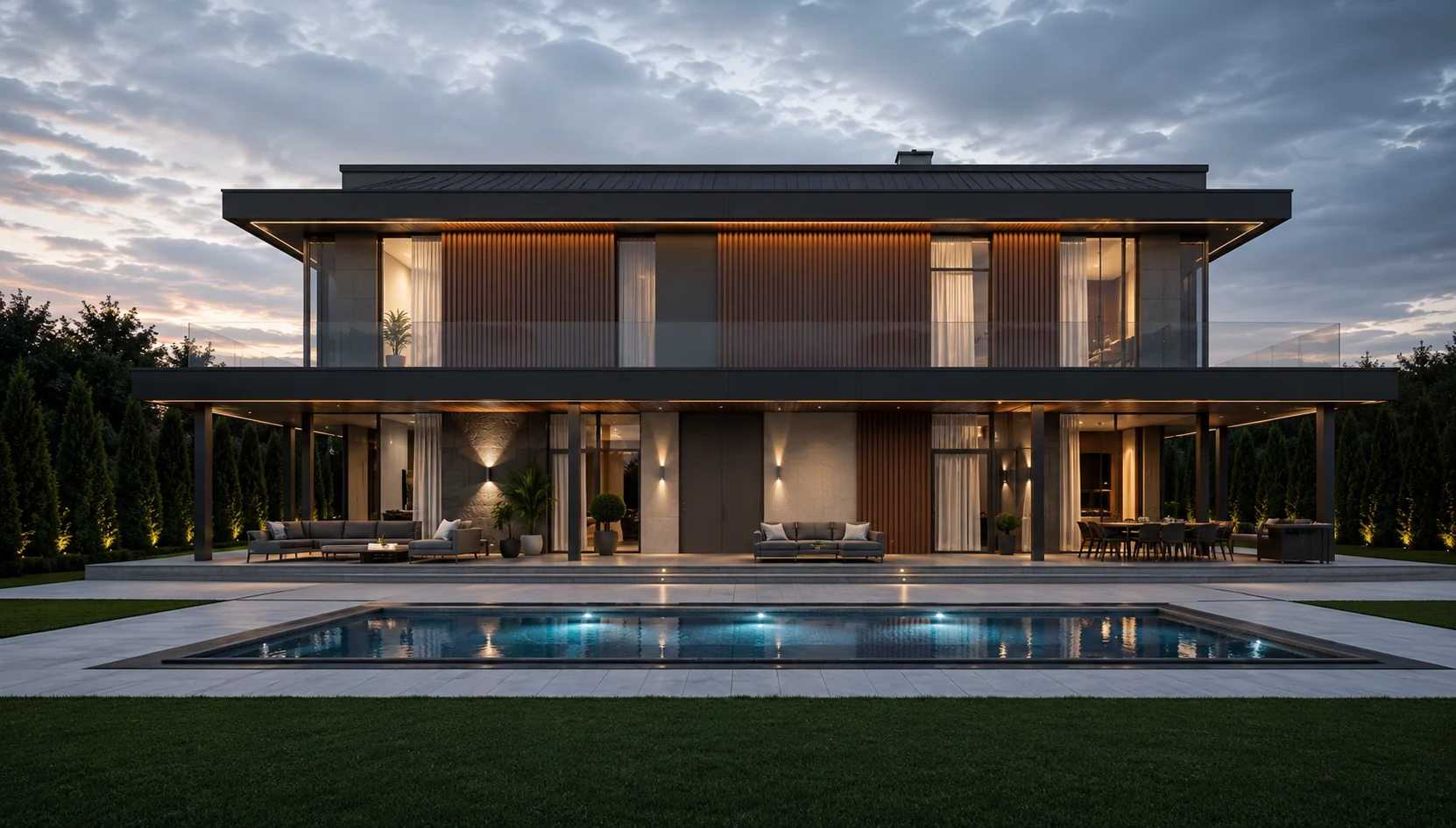 Poolside Evenings Residential by HN Architects